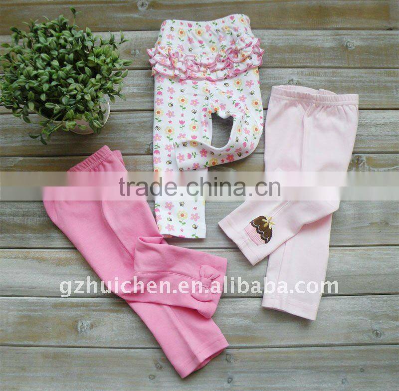 mom and bab 2012 spring baby wear 100% cotton embroider long pants