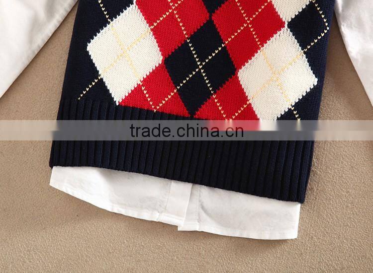 Child sweater as school v-neck uniformv pullover sweater