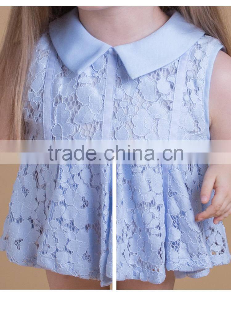 Newest Summer Doll Collar Baby Girls Sleeveless Dress Designs For Party