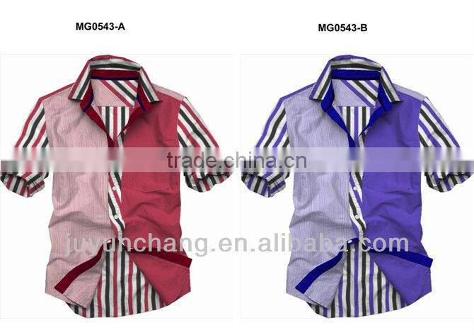 2014 new style yarn dyed short sleeve casual shirt