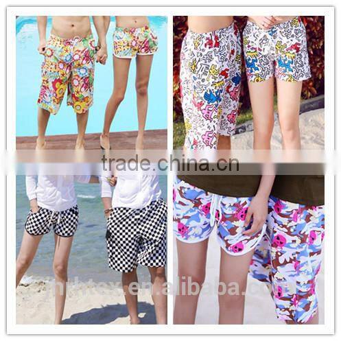 Hot sale custom printing couple beach shorts made in china