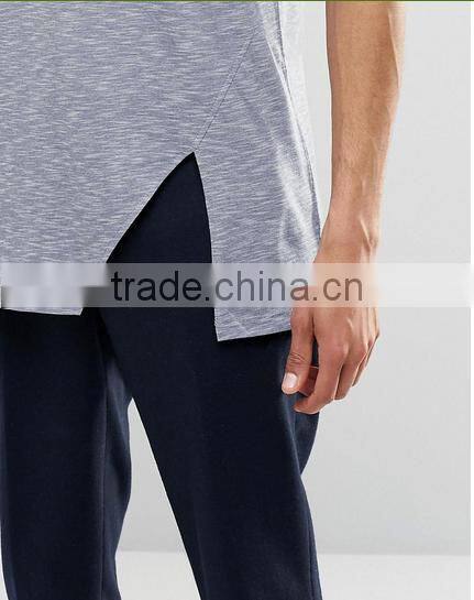 Alibaba china supplier o neck t shirt Irregular cutting mens t shirt