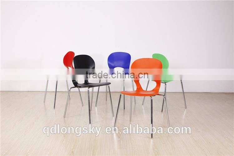 LS-4029 popular plastic stackable armless chairs best price top supplier wholesale plastic chairs with Steel Legs