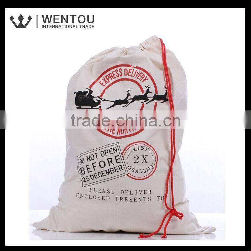 Wholesale Large Canvas Christmas Gift Bag With Drawstring