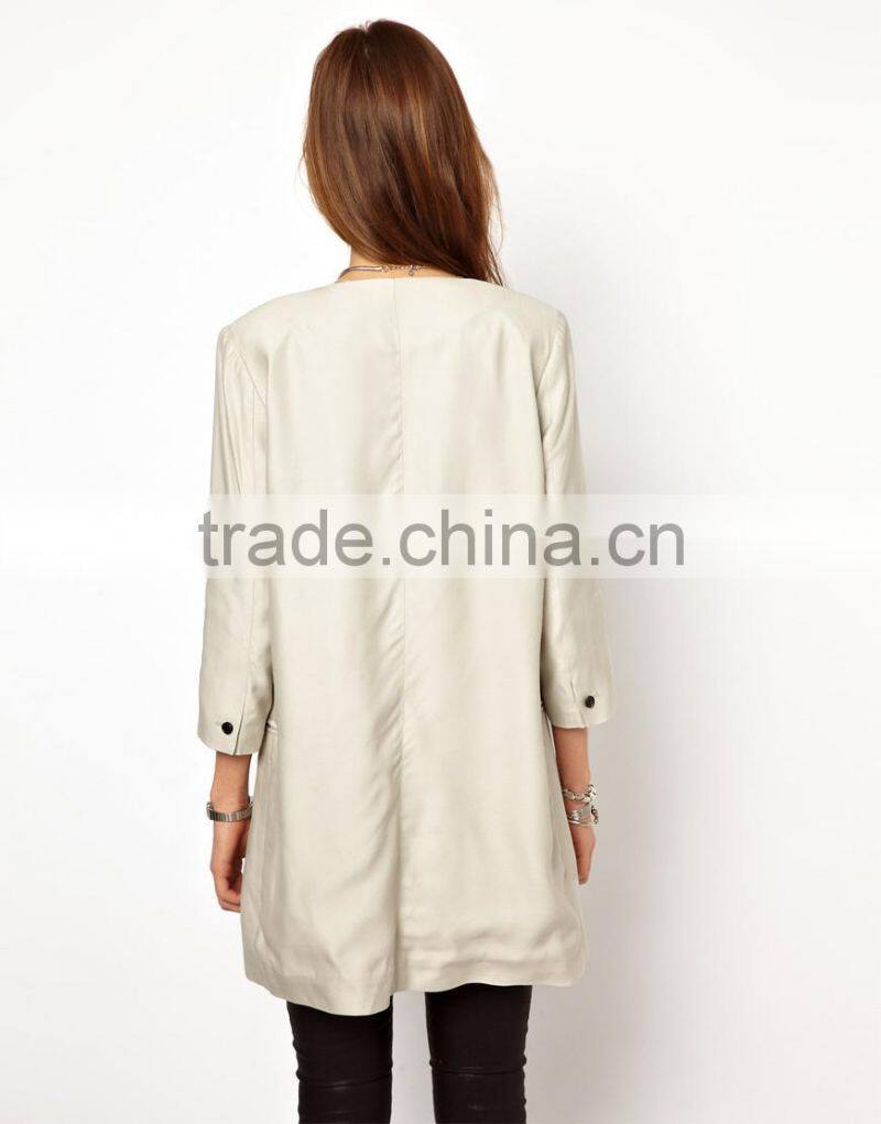2013 wholesale fashion longline relaxed high quality viscose blazer for ladies
