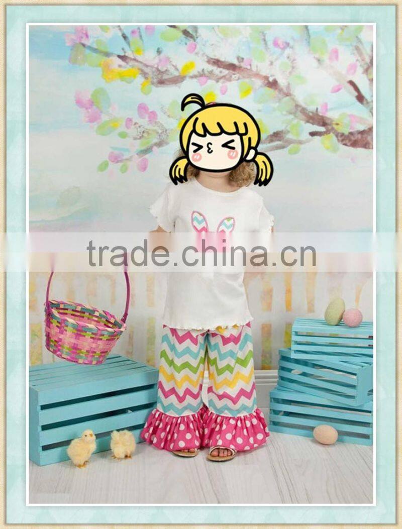 easter baby clothes smocked children clothing wholesale rainbow chevron icing ruffle pants set