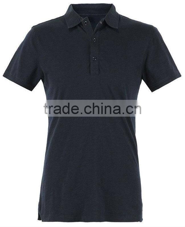 Stylish slim fit men dark blue bamboo polo t shirt / mens plain fitted polo t shirts T13321-SB