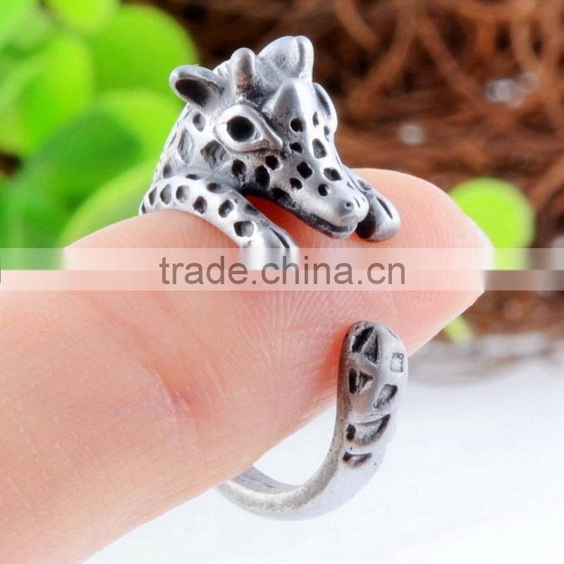 Giraffe Rings Animal Wrap Rings vintage jewelry Adjustable Retro Ring for Women Resizable