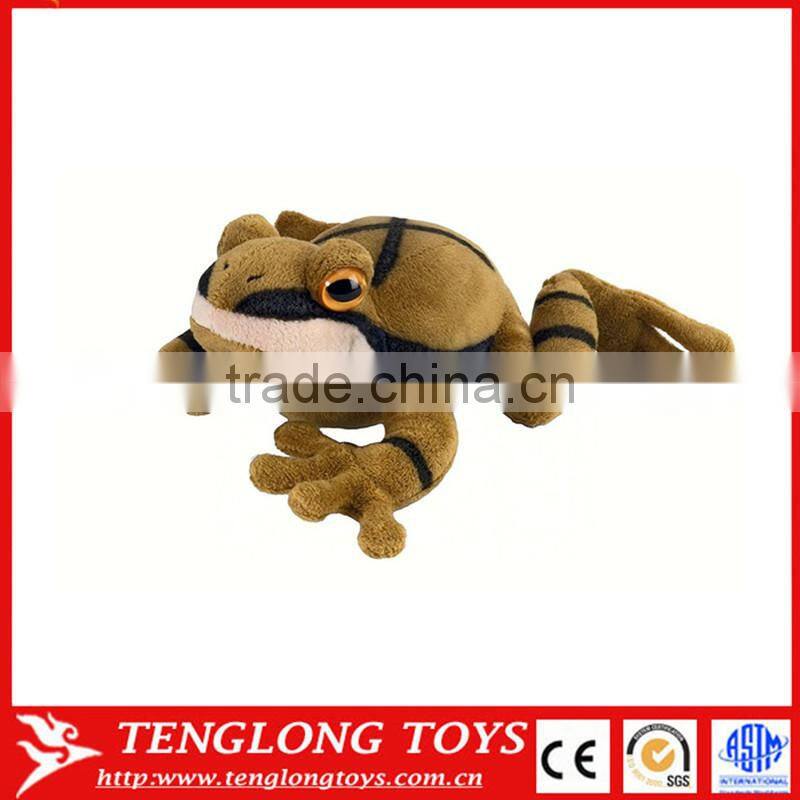Soft Plush Stuffed Jumping Animal Squeaky Pet Frog Toys With Sound