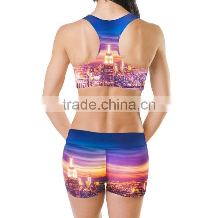Women Padded Sports Yoga Racerback Athletic Gym Vest Bra Fitness Shorts Set