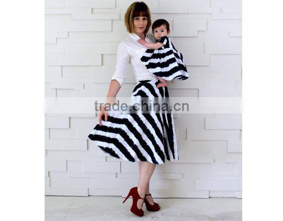 Latest design striped mother and daughter matching dresses