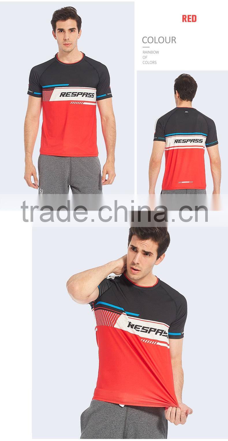 BSCI Men's UPF Sublimation Printing t shirt cooler fabric 88% Polyester 12% Spandex Wholesale t shirts