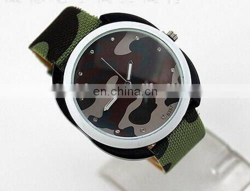 Fashion Military Style Camouflage Nylon Watch Band Quartz Wrist Watch