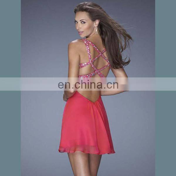 HC4273 The Whole Sale A LIne Sleeveless Sweetheart Chiffon Crystal Cocktail Party Diamond Empire Shine Women's Enening Dresses