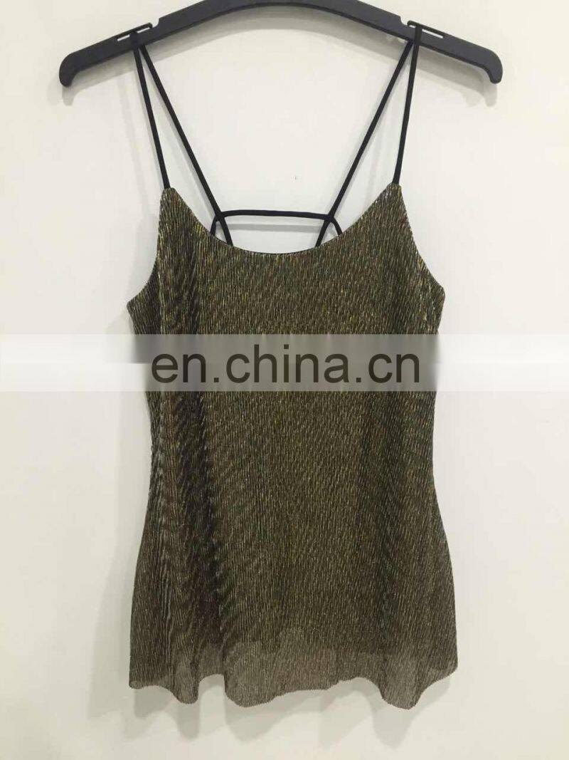 2017 summer metallic backless condole belt camisole