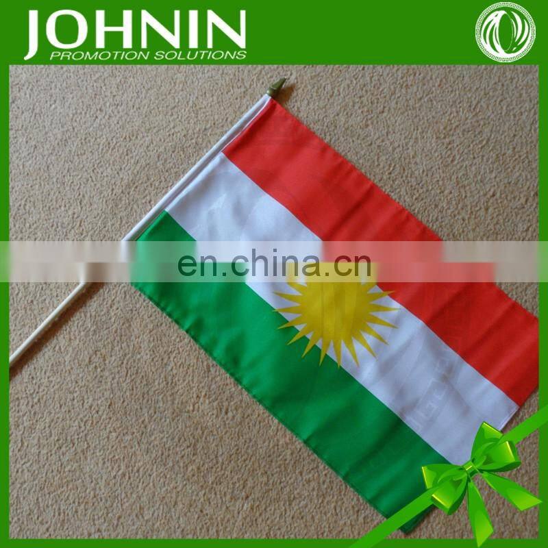30*45cm polyester customized waving hand hold flag with plastic pole