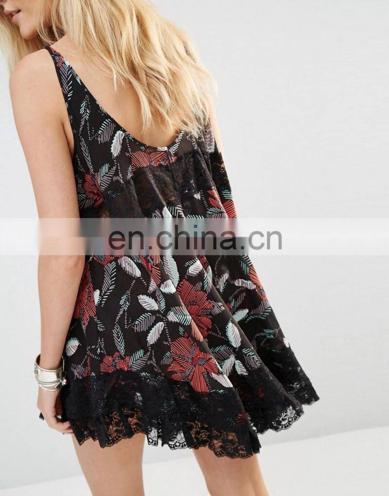 Wholesale Women Clothing 2017 Flowers Printed Dress Girls Dress