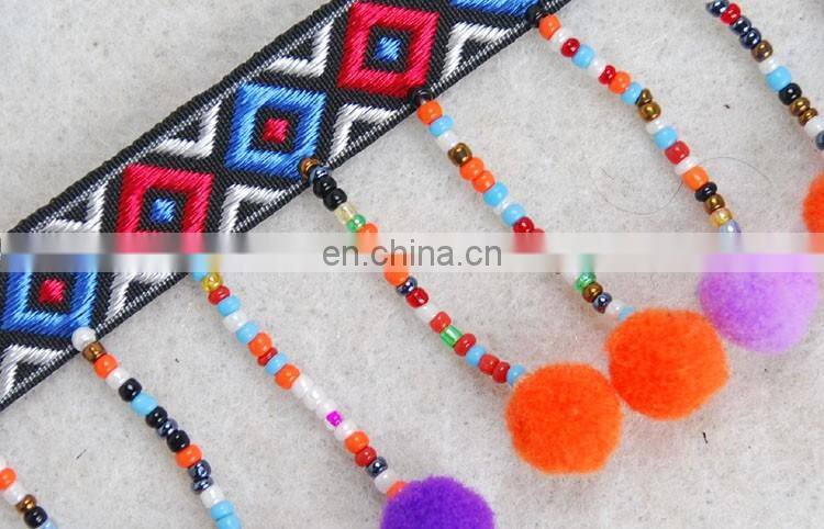 Good Quality beaded tassel national style pompom frange