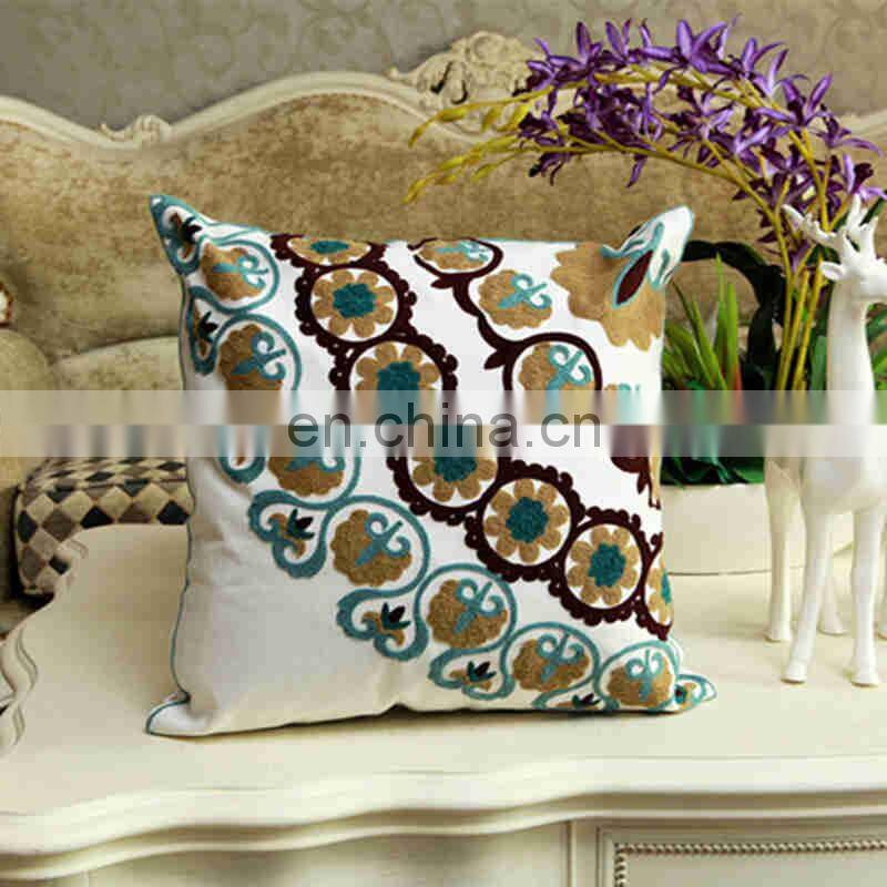 i@home Creative Flower Cotton Canvas Embroidered Sofa Pillow Cushion Cover