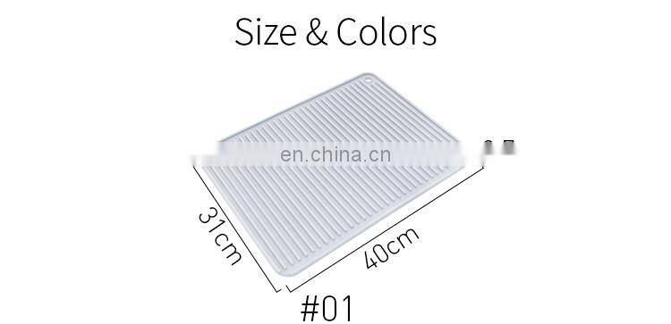 Kitchen use drain pad heat resistant cooking pot holder rectangular PVC dish drying mat