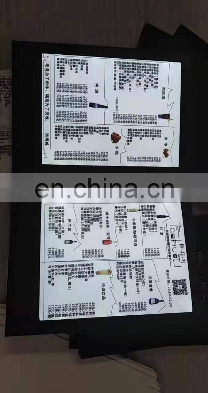 3 pages lighting foldable portable battery operated acrylic material led restaurant menu
