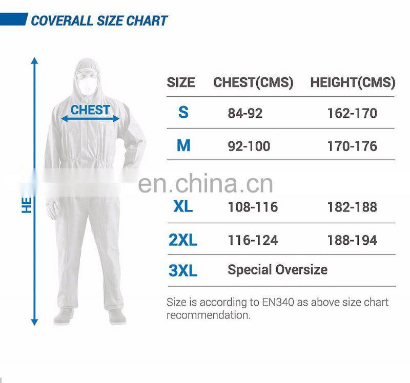 disposable coverall type 5/6 chemical full-body safety clothing with hood no boot