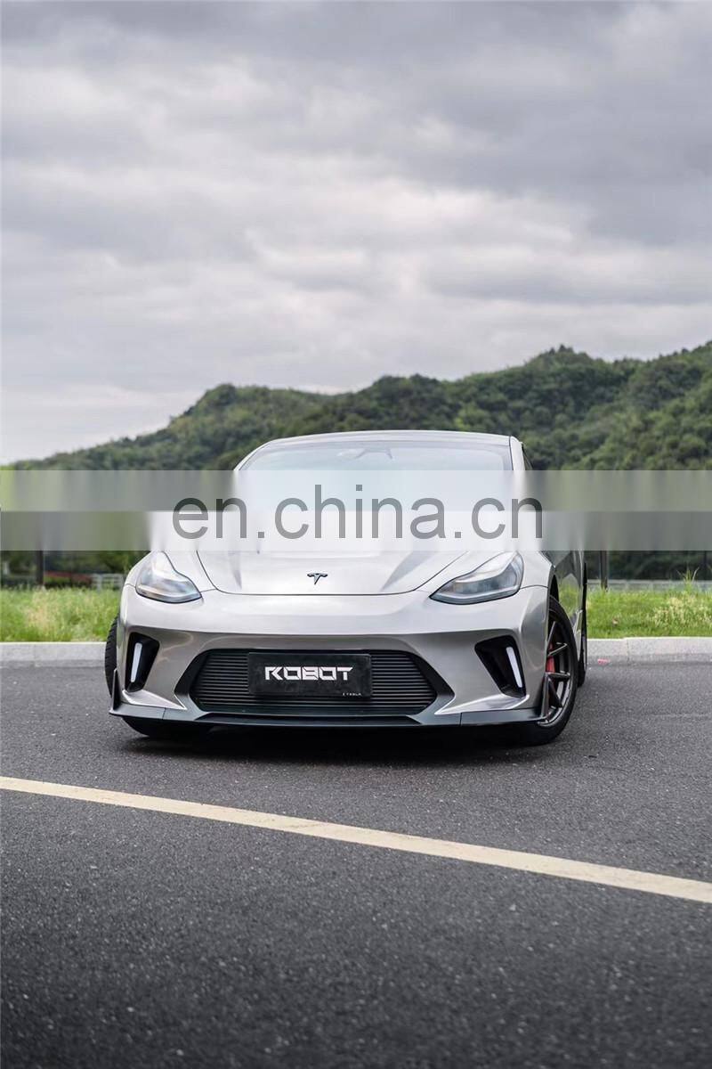 Runde New Arrival For Tesla model 3 Upgrade Hacker Robot Wide Body Kit Hood Front Rear Bumper And Lip Spoiler