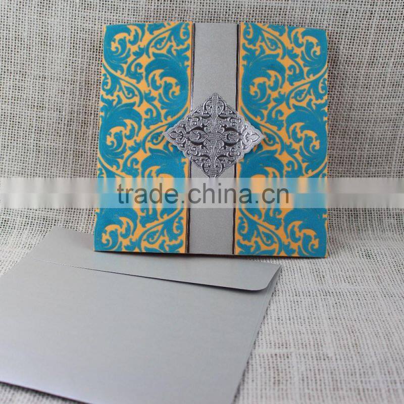 Various Color Handmade Delicate Luxury Invitation Card with Flocking
