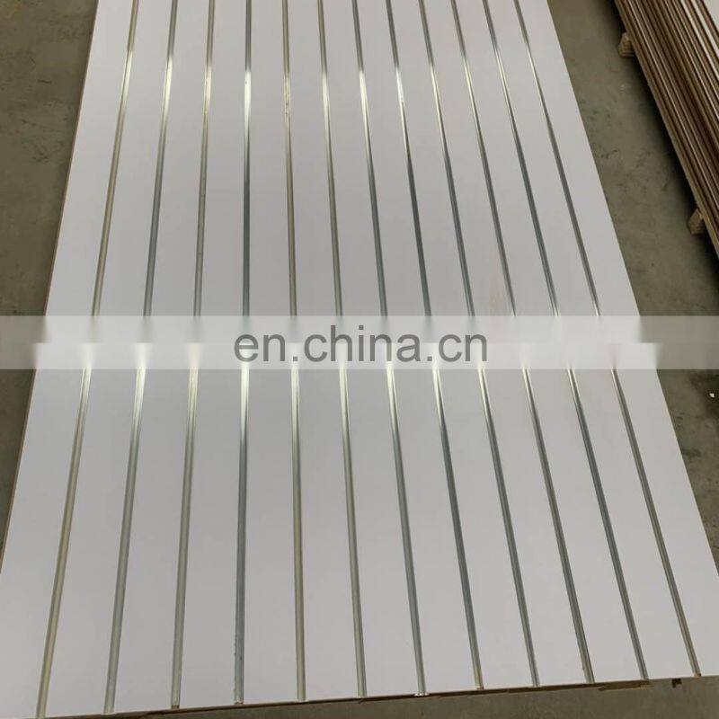 Slotted MDF for display shelf wall panel