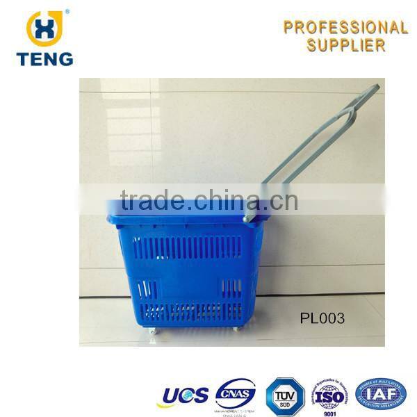 Plastic Shopping Rolling Cart with Telescopic Handle