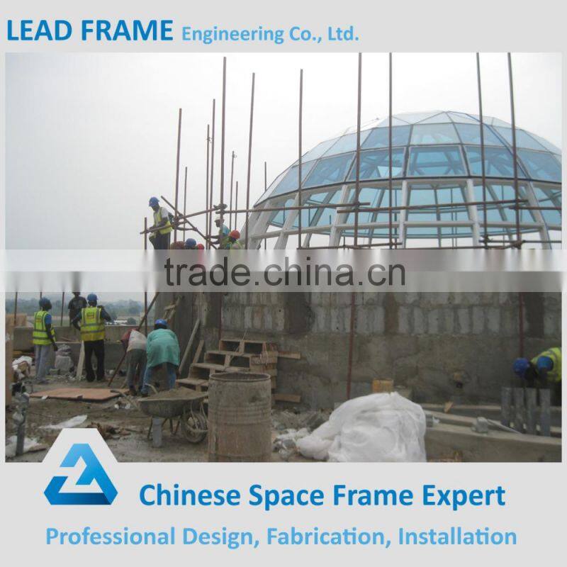 Hight quality and durable steel space frame dome stained glass dome