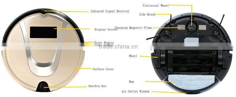 2016 Black Mini Automatic Smart Sweeping Mopping Robot Floor Cleaner