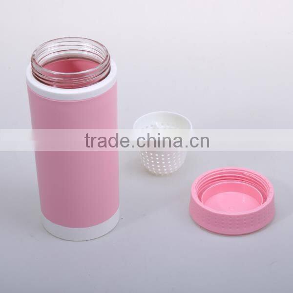 420ML double walls sport Plastic water bottles with strainer