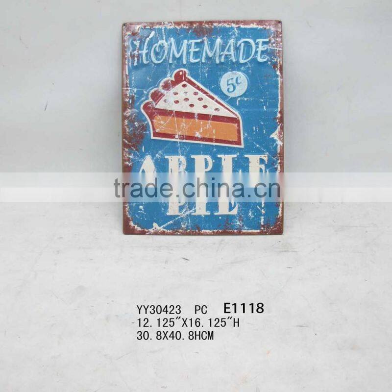 rectangle embossed tin sign, metal wall arts for home decor