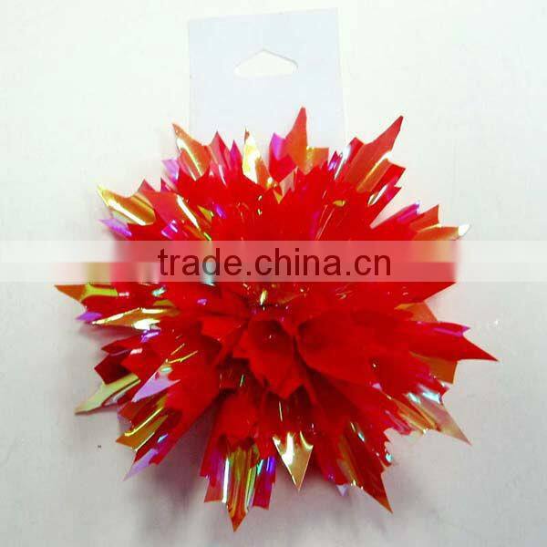 Colorful PET fancy ribbon bow with tips/Iridescent Luxury Bow Celebration Firework Bow/Colorful Firework Lade bow