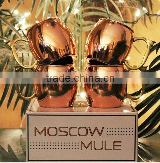 set of 4 Craft Cocktails - Handmade Copper Moscow Mule Mugs with Gift Box (Set of 4, 16 Oz., Smooth)