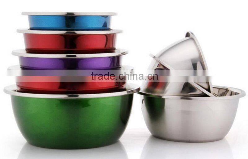 High quality Stainless Steel Mixing Bowl Salad Bowl Color bow with Paint