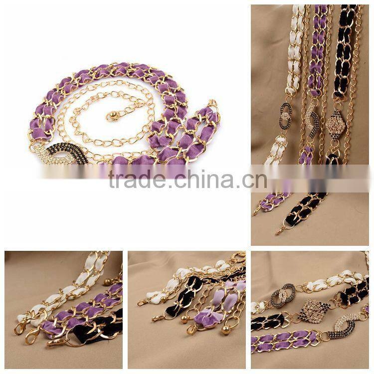 Women's Accessories Gold Waist Chains Charm Purple Tassel Waist Chain