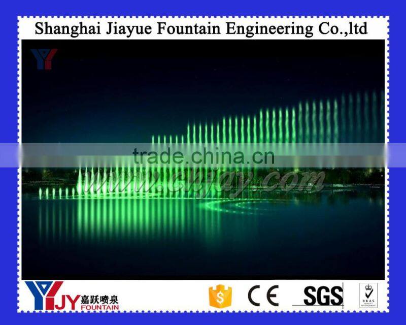 gas explosion fountain with music in the lake