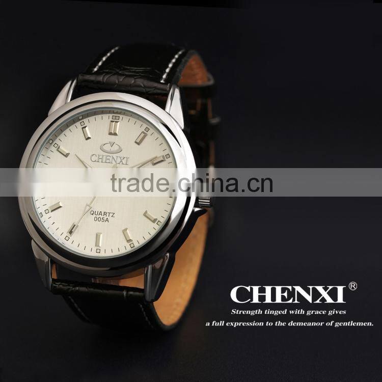 China CHENXI leather watch 005AML,Genuine cow leather or PU leather watch for Customized your logo