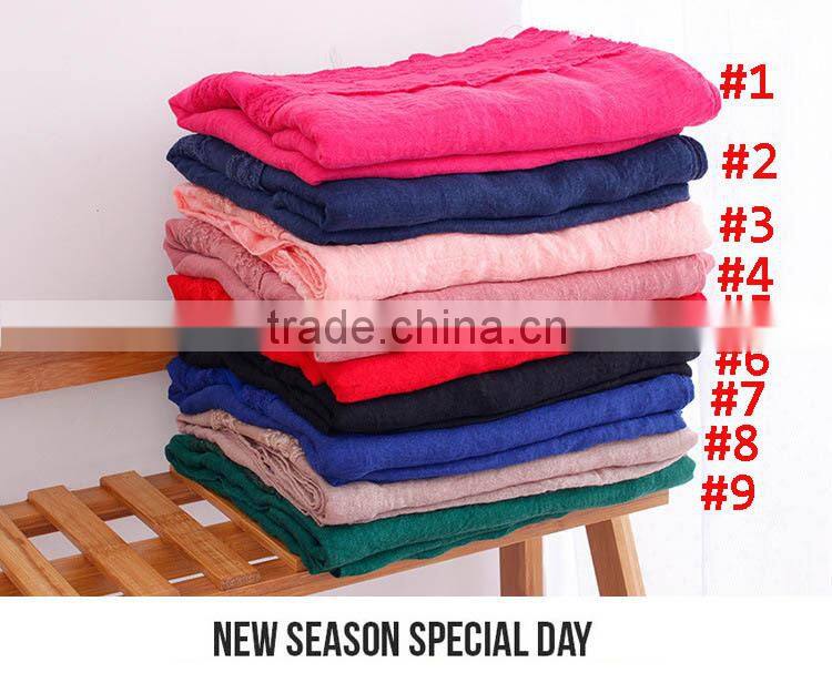 Wholesale New Plain Cotton Muslim Women Fashion Scarf Lace Hijab