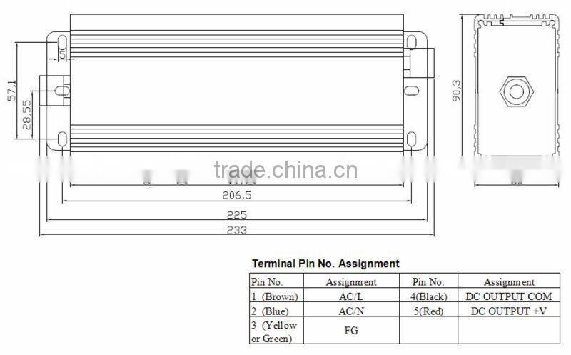Aluminum enclosure rainproof single ouput ac dc single Output 180w power supply 0-12v