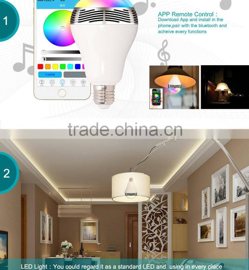 Android Iphone Compatible Smart Bulb Bluetooth Audio Speakers 3W E27 LED RGB Music Bulb colorful bluetooth smart led light bulb