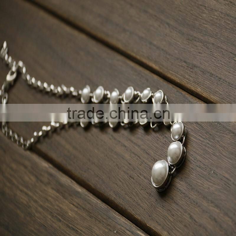 Women Leaf Shaped Pearl Necklace Earring Ring Bracelet Complete Jewelry Set