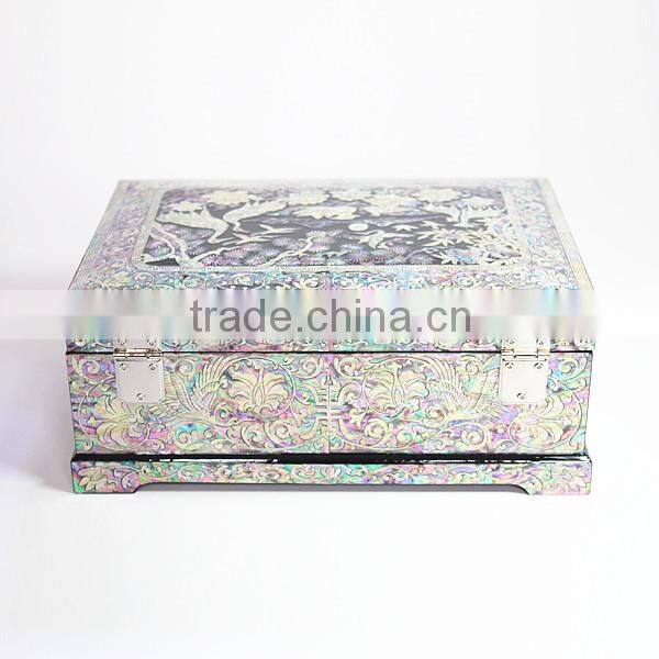 Fancy handmade mother of pearl inlaid jewelry box