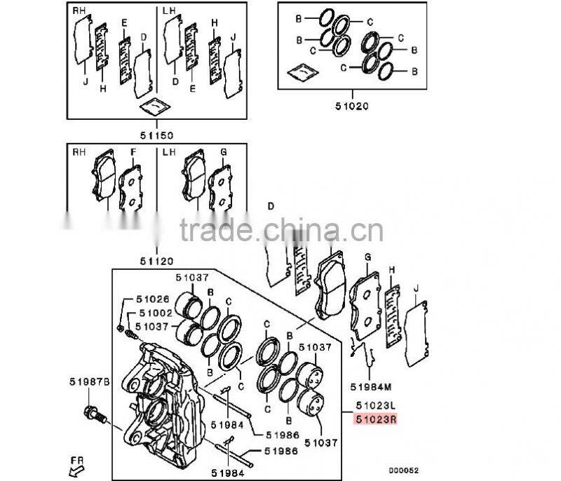 Right Hand Front Brake Caliper Kit for Mitsubishi PAJERO V97W V98W 4605A460