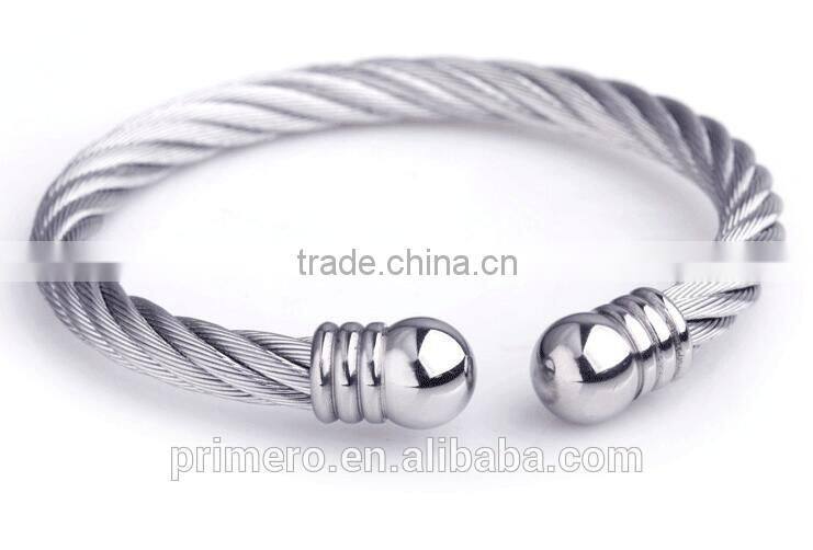 NEW Design Silver With 18K Gold Cable Cuff Bangles Classics Bracelet