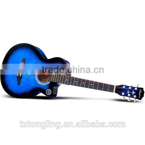 Differrent color quality student beginner 38 Size Ripple Pattern Colour basswood acoustic folk guitar
