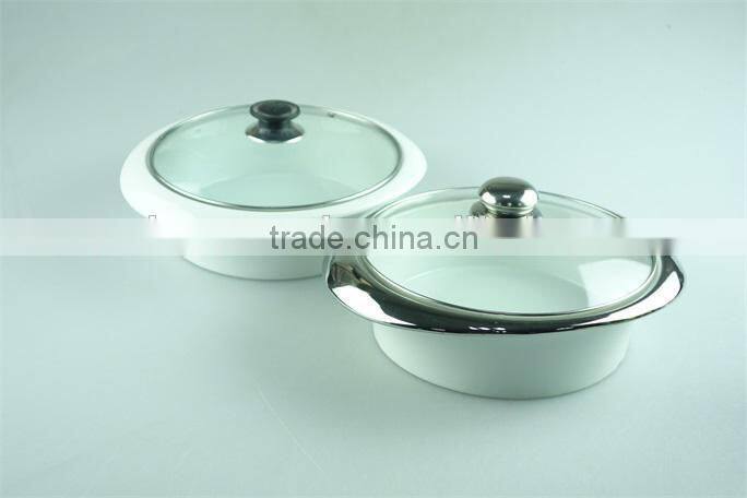 mini ceramic soup tureen with iron stand and color box in stock