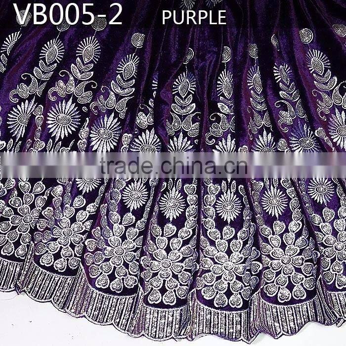 VB004-1 Latest Design orange Velvet Lace Fabric with embroidery design